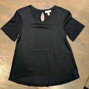 Nordstrom Black Oversized Crewneck Blouse with Keyhole back, size XXS